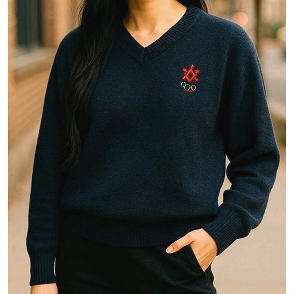 Olympic Commemorative Sweater Navy Blue Calgary 1988‎ Size Small/ Medium